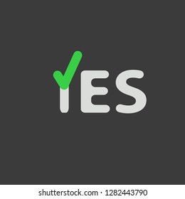 yes word design. checked symbol