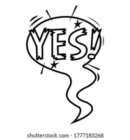 Ilustración vectorial de icono de palabra Sí