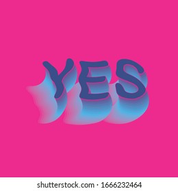 Yes - word lettering design with blend technique. Blue / cian typography with purple / pink background.