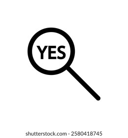 Yes word magnifying glass on a white background vector illustration.