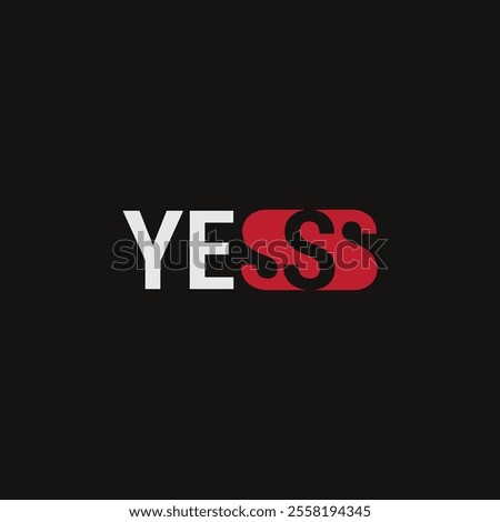 Yes word mark or logotype abstract modern creative logo, S letter symbol with minimal style, Y, E and red S letter vector illustration icon design element for badge, sticker, mark, test question chat.