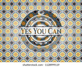 Yes You Can arabic badge. Arabesque decoration.
