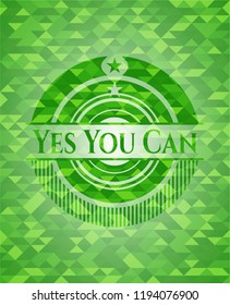 Yes You Can green emblem with mosaic background