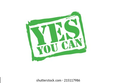 YES YOU CAN green rubber stamp vector over a white background.