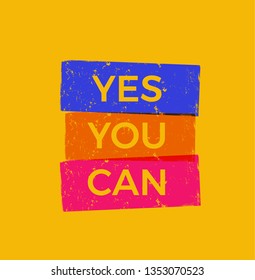 YES YOU CAN lettering. Motivational vector poster