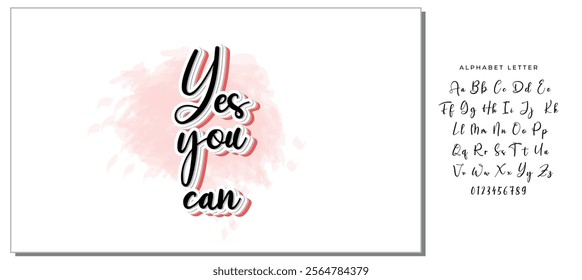 YES YOU CAN LETTERING. VECTOR MOTIVATIONAL HAND LETTERING TYPOGRAPHY