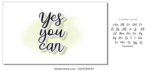 YES YOU CAN LETTERING. VECTOR MOTIVATIONAL HAND LETTERING TYPOGRAPHY