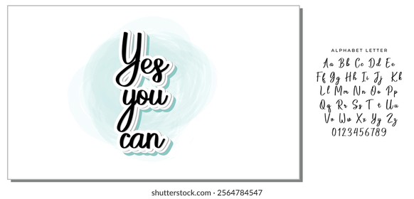 YES YOU CAN LETTERING. VECTOR MOTIVATIONAL HAND LETTERING TYPOGRAPHY