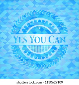 Yes You Can light blue emblem. Mosaic background