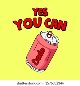 YES YOU CAN, SLOGAN PRINT VECTOR