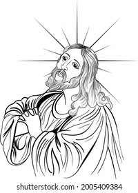 ILUSTRACIÓN DE ARTE DE LA LÍNEA DE VECTORES DE YESHU. Ilustración de Jesucristo ( Yeshu )