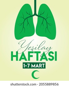 Yesilay haftasi vector illustration. 1st-7th March social awareness day against unhealty life in Turkey