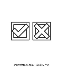 Yes/no. box with a tick and cross