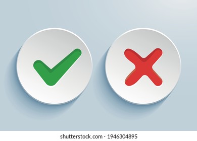 YesNo Click Buttons Tick Vector 