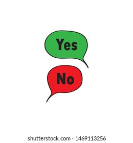 yes-no cloud speech, isolated with red and green color, message, bubble, vector