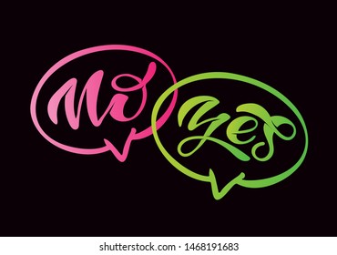 Yes/No - cute hand drawn doodle lettering concept poster template