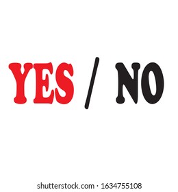 Yes-no lettering on a white background