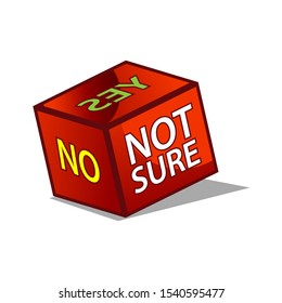 Yes,no, and not sure box. Vector Illustration on white background