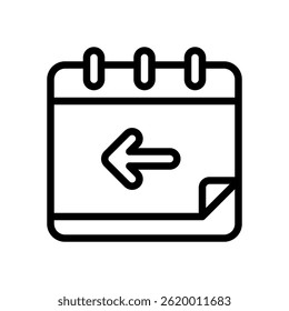 Yesterday Calendar Icon for Past Events and Day Reminder. Previous date illustration for memory and logs