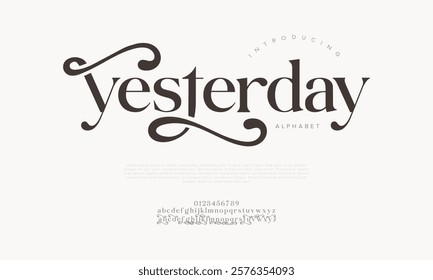 Yesterday typography beauty fashion elegant minimalist serif italic fonts decorative wedding vintage retro logos. Minimal luxury font alphabet logo. Vector illustration