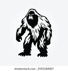 yeti, bigfoot silhouette vector art design, illustration