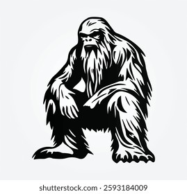 yeti, bigfoot silhouette vector art design, illustration