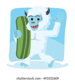 yeti carrying snow board