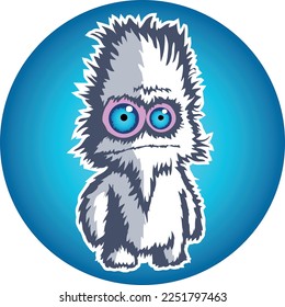 Yeti cartoon bigfoot on blue background