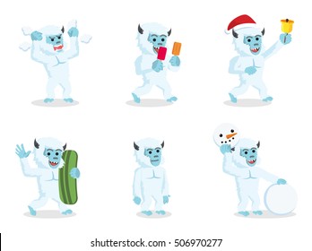 Yeti Cartoon Set Illustration Design