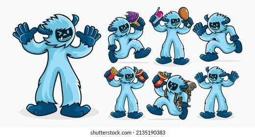 Yeti character vector illustration collection