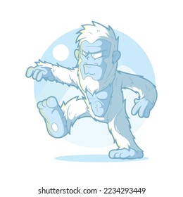 Yeti character walking on the snow vector illustration. Mith, imagination, monster design concept.