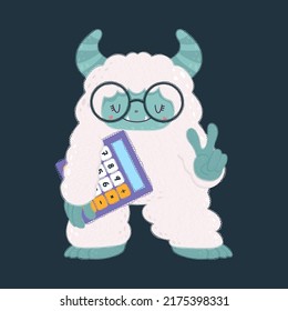 Yeti Clipart Character Design. Adorable Clip Art Bigfoot. Vector Illustration of an Monster for Prints for Clothes, Stickers, Baby Shower Invitation.
