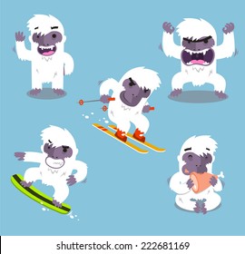 Yeti Cold Winter Set Vector Illustration