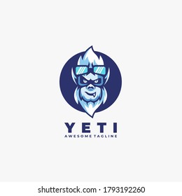 Yeti Cool Mascot Illustration Vector Logo.