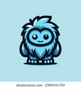 Yeti cute cartoon logo design template, flat design