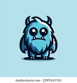 Yeti cute cartoon logo design template, flat design