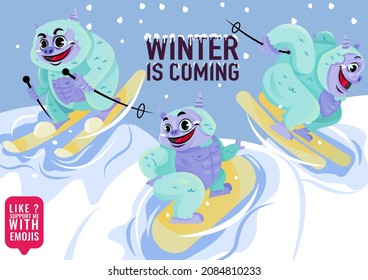 Yeti cute illustration in winter season