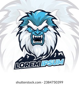 Yeti esport mascot logo design, Yeti mythology face illustration logo design, ice man illustration