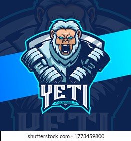 yeti fitness bodybuilding mascot esport logo design