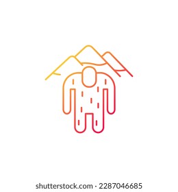 Yeti gradient linear vector icon. Mysterious ape-like creature. Nepali folklore. Hairy snowman living in mountains. Thin line color symbol. Modern style pictogram. Vector isolated outline drawing