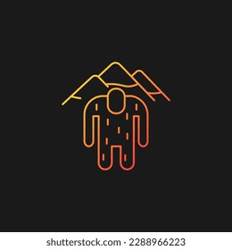 Yeti gradient vector icon for dark theme. Mysterious ape-like creature. Nepali folklore. Abominable snowman. Thin line color symbol. Modern style pictogram. Vector isolated outline drawing