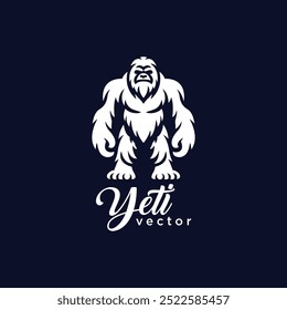 Yeti graphic design featuring a stylized creature and text. Logo, vector, emblem, label, badge. template