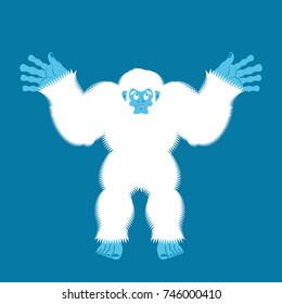 Yeti guilty. Bigfoot surprise. Abominable snowman culpablen. Vector illustration
