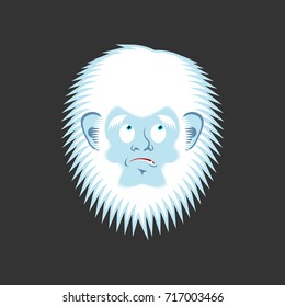 Yeti guilty emoji. Bigfoot delinquent face. Abominable snowman culpable avatar. Vector illustration