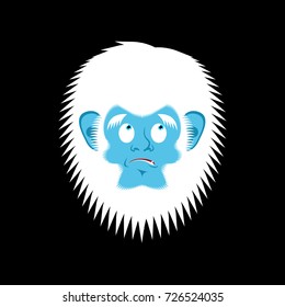 Yeti guilty emoji. Bigfoot delinquent face. Abominable snowman culpable avatar. Vector illustration