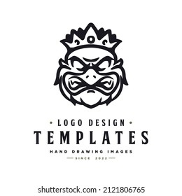 yeti head character vector. yeti logo template with king crown.