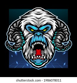 Yeti head mascot. esport logo design