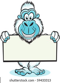 Yeti holding sign