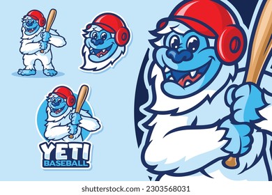 Yeti Ice Béisbol Mascot Stock Vector de Ilustración