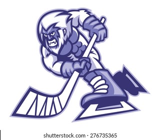 Yeti Ice Hockey Mascot